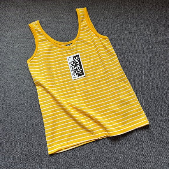 Yellow Striped Tank Top NWT Simply Basic - Picture 1 of 13